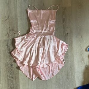 Pink Satin Layered Dress